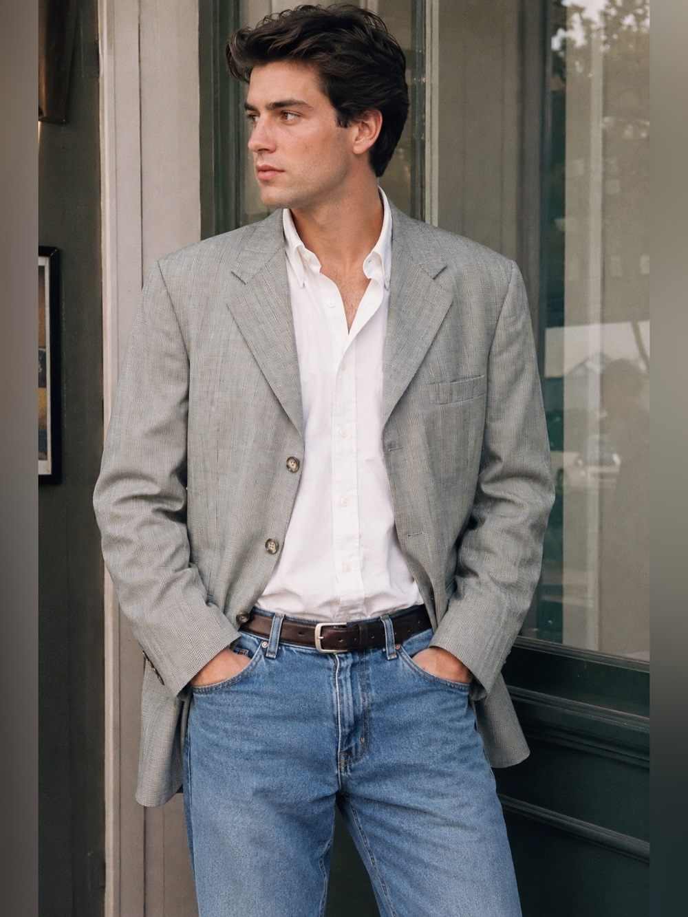 Tommy Hilfiger 42R 100% Wool Sport Coat Blazer Gray Made in Colombia VTG 98-2005